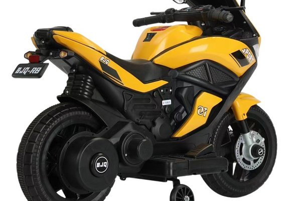 Motocicleta electrica pentru copii Nichiduta Storm Yellow cu 2 motoare x 38w,scaun confortabil din piele ecologica,roti ajutatoare,oglinzi retrovizoare,lumini LED,muzica,pornire la buton,suport picioare,manere ergonomice