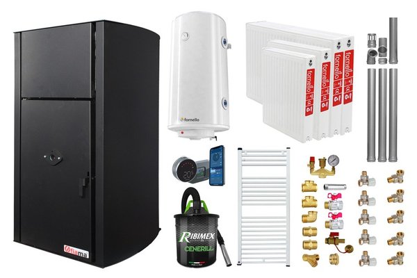 Pachet complet de incalzire Fornello Fiama Confort B 25 kw cu control de la distanta