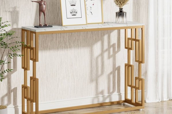 Consola Asia din metal auriu,108x80x30 cm
