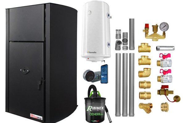Pachet complet pentru incalzire: Centrala pe peleti Fornello Fiama Confort B 25 kw cu control de la distanta
