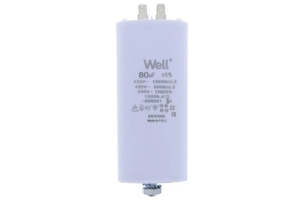 Condensator de pornire motor Well 400V 80uF cu prindere pe surub