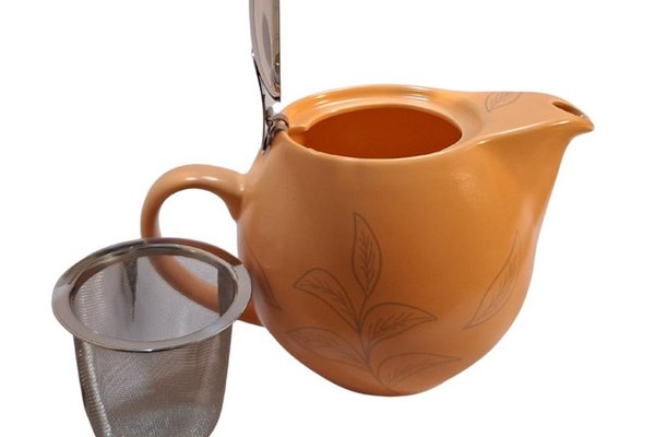 TeaTime Portocaliu, Ceainic din ceramică cu infuzor din inox, 500 ml