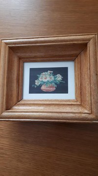 Tablou goblen “ Flori de camp” ,  rama din lemn lacuita +sticla protectie (Dimensiuni goblen 22.0 x 26 cm ) - 1