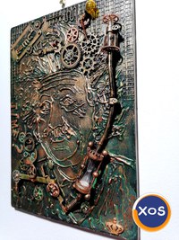 Albert Einstein geniu steampunk,industrial,tablou 3d - 1