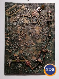 Albert Einstein geniu steampunk,industrial,tablou 3d - 4