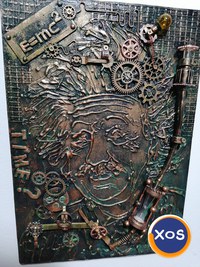 Albert Einstein geniu steampunk,industrial,tablou 3d - 6