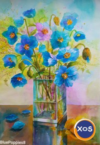 Tablouri picturi flori albastre - 1
