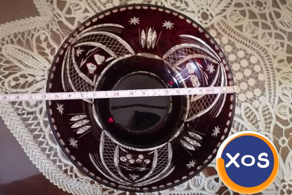 Obiecte din cristal rubin și alb made in RSR vintage