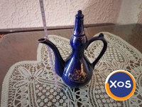 Serviciu ceai soju sake porțelan, cobalt, aur, 8 piese, made in Coreea - 1