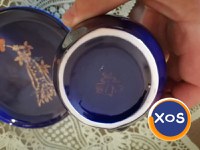 Serviciu ceai soju sake porțelan, cobalt, aur, 8 piese, made in Coreea - 7