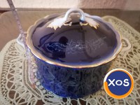Serviciu de masă porțelan, cobalt, aur, 6 piese, made in RSR vintage - 5