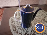 Serviciu de masă porțelan, cobalt, aur, 6 piese, made in RSR vintage - 7