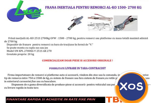 FRANA INERTIALA PENTRU REMORCI AL-KO 1500- 2700 KG