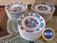 Set farfurii cu ornamente din cobalt, 12 persoane, made in RSR vintage - 1
