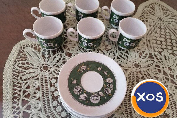 3 seturi de 6 cești și farfuriuțe porțelan cafea vintage