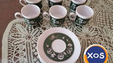 3 seturi de 6 cești și farfuriuțe porțelan cafea vintage