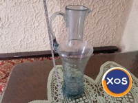 Set carafă + 6 pahare din sticlă gri cu model made in RSR vintage - 3
