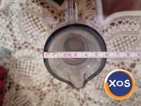 Set carafă + 6 pahare din sticlă gri cu model made in RSR vintage - 4