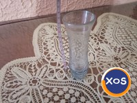 Set carafă + 6 pahare din sticlă gri cu model made in RSR vintage - 5