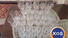 Set 33 de pahare cu picior din sticlă made in RSR vintage