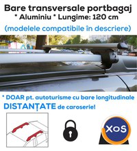 Bare transversale portbagaj cu cheie - ALUMINIU - 120 cm - max 90 kg - 1