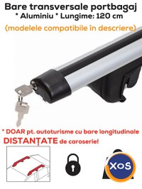 Bare transversale portbagaj cu cheie - Aluminiu - 120 cm - max. 90 kg - 2