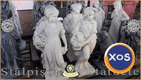 Set statuete băiat și fată, alb marmorat, model S43. - 2