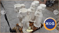 Set statuete copii cu coșulețe, alb marmorat, model J3,J4. - 2