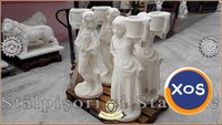 Set statuete copii cu coșulețe, alb marmorat, model J3,J4. - 3