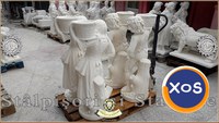 Set statuete copii cu coșulețe, alb marmorat, model J3,J4. - 5