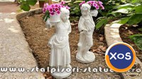 Set statuete copii cu coșulețe, alb marmorat, model J3,J4. - 3