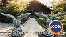 Set statuete vulturi pe stâncă, gri patinat, model S35.