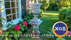 Set vază cu soclu, gri patinat, model V1-S6.