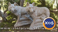 Statuetă animal lup, maro antichizat, model S78.