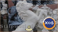 Statuetă căluț mediu, alb marmorat, model S37. - 1