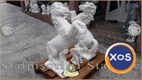 Statuetă căluț mediu, alb marmorat, model S37. - 3