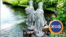 Statuetă domnița cu coșulețe, gri patinat, model S67.