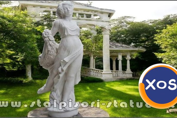 Statuetă domnița cu flori, alb marmorat, model S50.