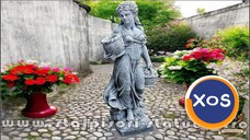 Statuetă fata cu coșulețe, gri patinat, model S23.