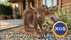 Statuetă văcuță Highland, galben patinat, model S106