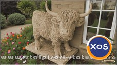 Statuetă văcuță Highland, galben patinat, model S106