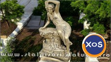 Statuetă jardinieră flori, arămiu patinat, model J12.
