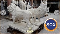 Statuetă leu mare în picioare, alb marmorat, model S33. - 2
