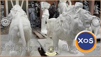 Statuetă leu mare în picioare, alb marmorat, model S33. - 3