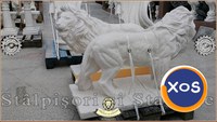 Statuetă leu mare în picioare, alb marmorat, model S33. - 4