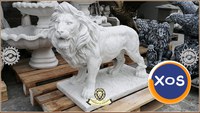 Statuetă leu mare în picioare, alb marmorat, model S33. - 1