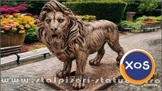 Statuetă leu mare în picioare, arămiu antichizat, model S33.