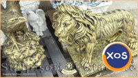 Statuetă leu mare în picioare, auriu antichizat, model S33. - 2