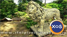 Statuetă leu mare în picioare, auriu antichizat, model S33.