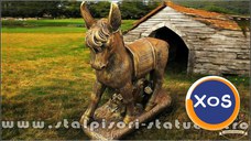 Statuetă măgăruș pe stativ, arămiu patinat, model S29.